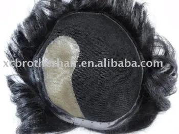 Natural high quality 100% human hair men's toupee