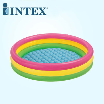 INTEX 57412 45''x10'' Kids Summer Sunset Ring Pool - 3-Ring Rainbow Above Ground Swimming Pool