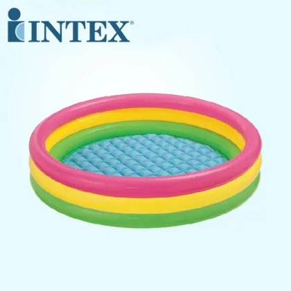 INTEX 57412 45''x10'' Kids Summer Sunset Ring Pool - 3-Ring Rainbow Above Ground Swimming Pool