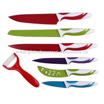 New Design Swiss Line Color Kitchen Knives with Peeler, Gift Knife
