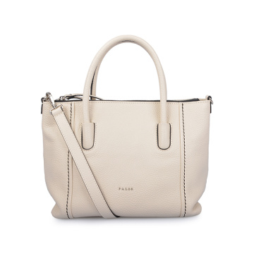 Sac fourre-tout beige pour femme en cuir de vache simple