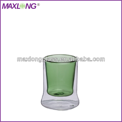 Green Borosilicate Double Wall Glass Medium Size