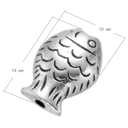 14*10mm Antique silver plated fish shape black bead clothing brand