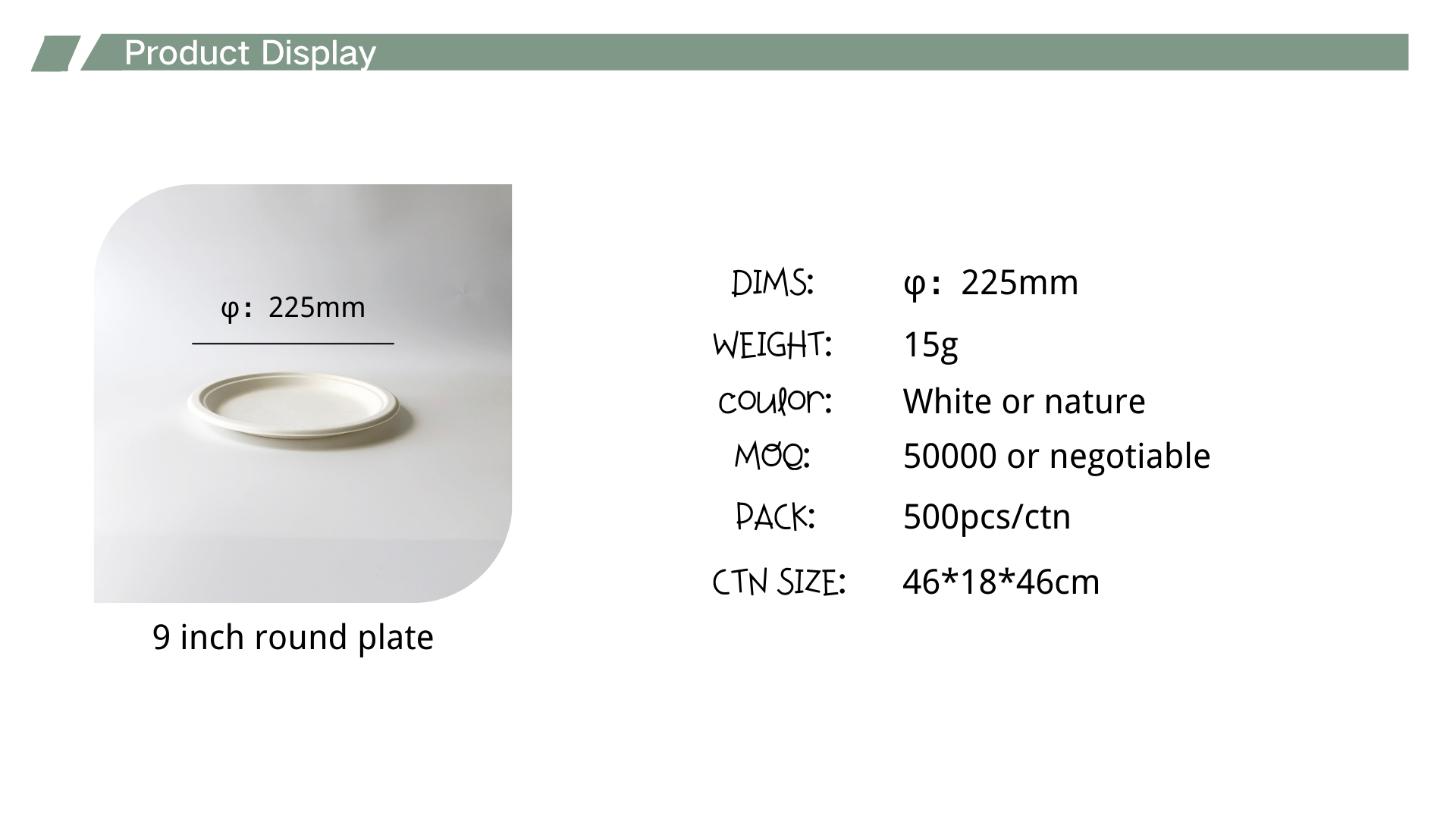 9 Inche Plate Example Compostable Disposable Sugarcane Pulp 9 Inch Plate, High Quality ...