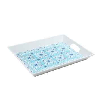 decal serving melamine tray with handle