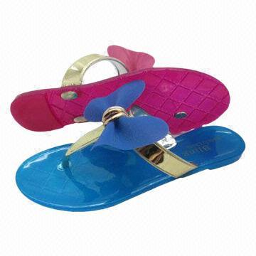 Lovely PVC jelly shoes for girls, nude color with cute decorations