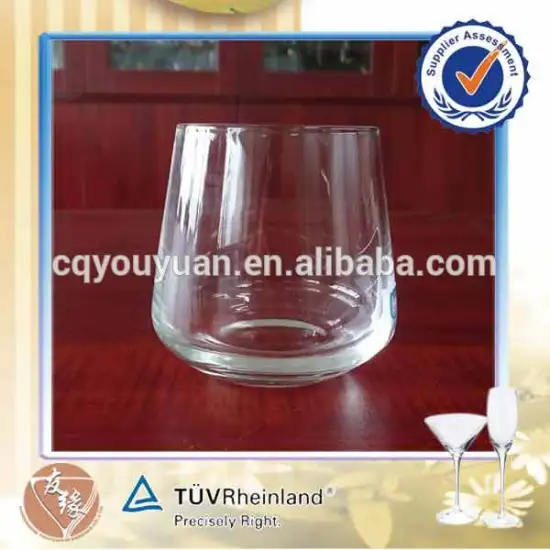 alcohol drinking promotional fancy 280ml (10oz) super flint glass hand blown stemless wine glass wholesale