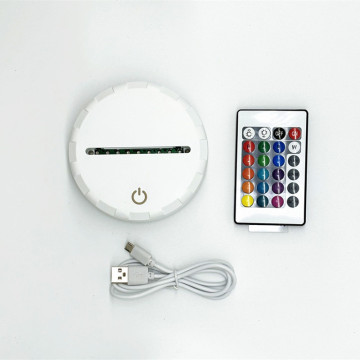 Rechargeable 16 Color 3D LED Light Lamp with Remote Control and USB Cable