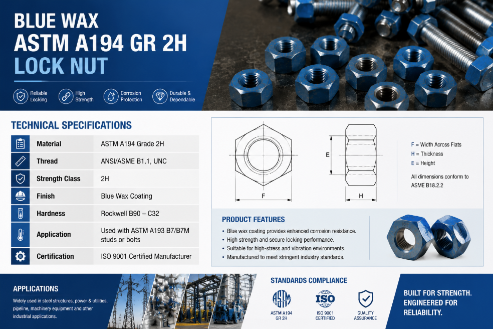 Hexagon Nut Hex Nuts with Blue Wax specification