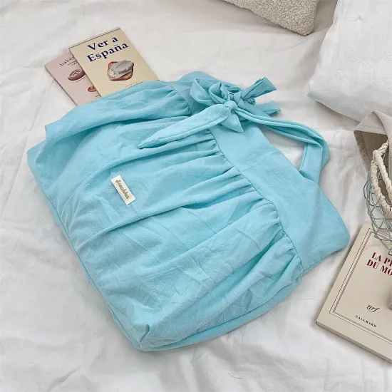 Stylish Blue Ladies Custom Canvas Bag With Button