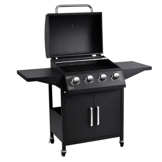 Backyard 4 Bunners Outdoor Griddle Cooking Propane Gas Grill Machine Bbq Grills with Side Shelf