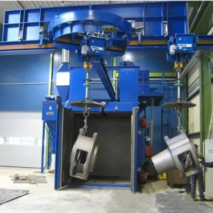 Rotary Trolley Turn Table Sandblaster Shot Blasting Machine