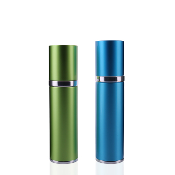 Turnkey Aluminum Airless Pump Lotion Bottles in Various Sizes: 0.5oz, 1.0oz, 1.5oz - Round Blue Cosmetic Bottles