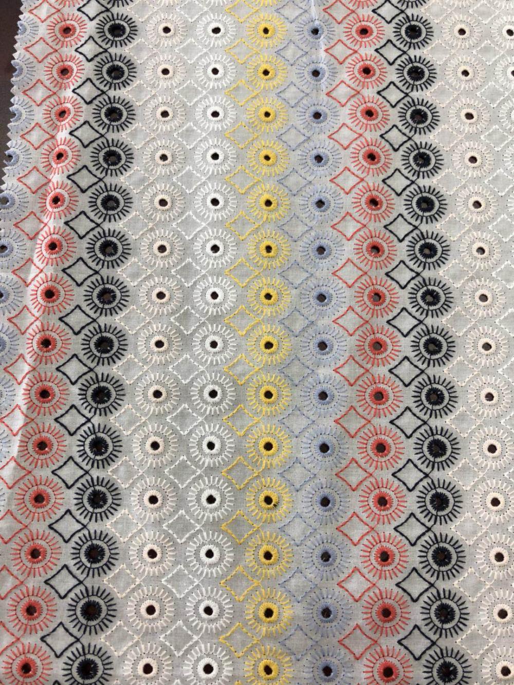 Six color dots and prisms Cotton embroider fabric