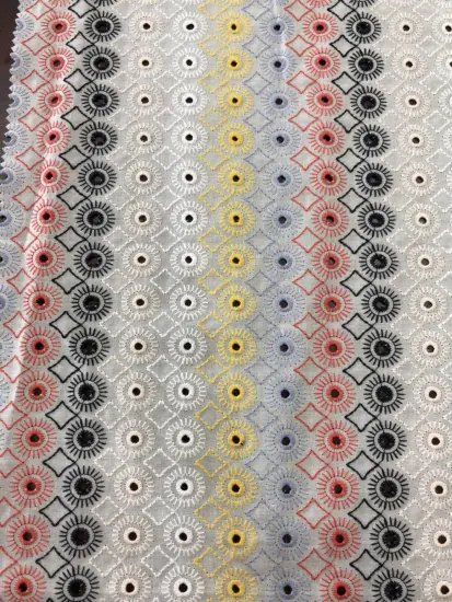 Six Color Dots And Prisms Cotton Embroider Fabric