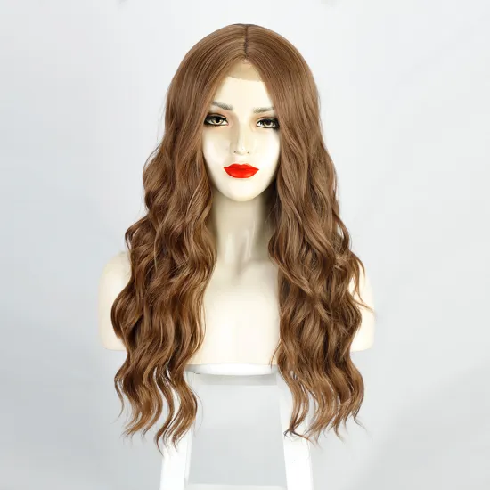 Vigorous 2021 Hot Sell Body Wave Ombre Brown Lace Front Wig Synthetic Hair for black women