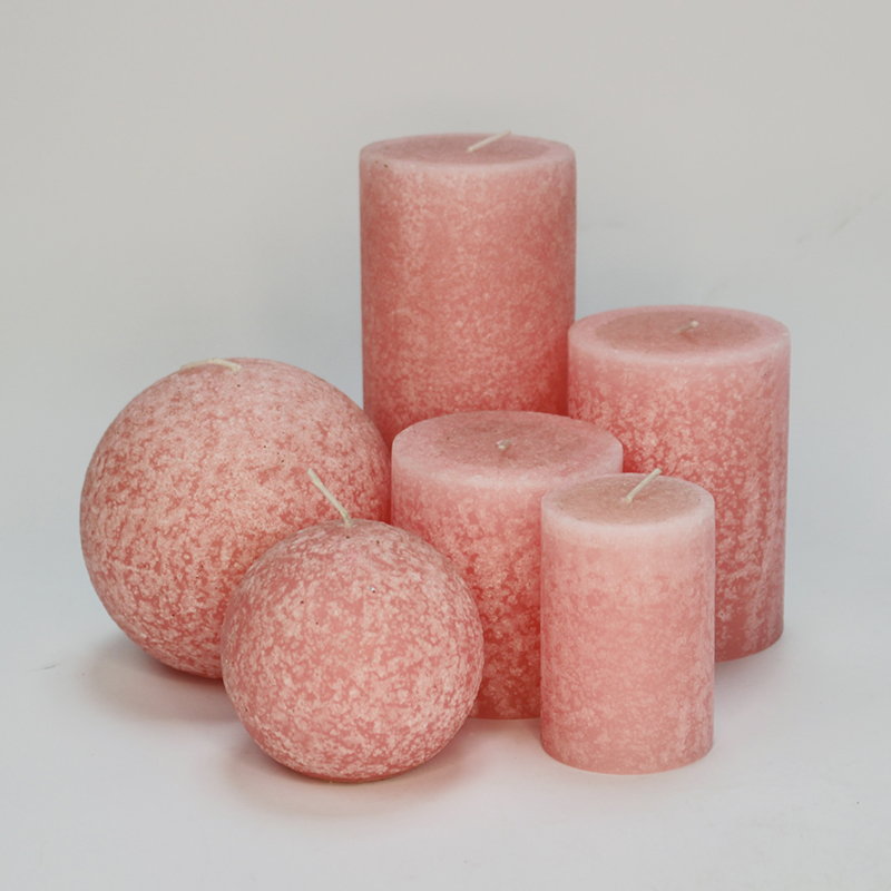 Pink Mottled Pillar Candle