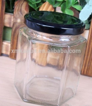 80ML Glass Jar for Bird's Nest Drink Hexagon Glass Jar with Silver/Black/Glod Lid