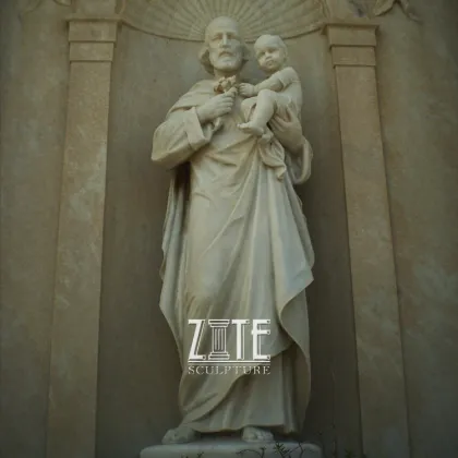 Fine Workmanship Life Size Marble Saint Joseph Statue