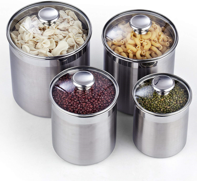 steel kitchen canister with lid