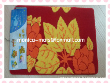 Printed Non Slip Leaf Design Spring Bath Mat with leaf and flower