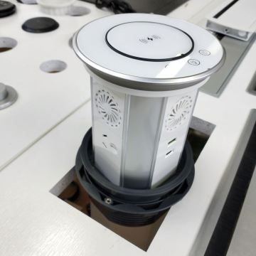 AU Standard Power Plug IP65 Kitchen Smart WiFi Lifting Motorized Pop-Up Speaker with Wireless Charger