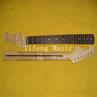 Flamed Maple Strat Neck Replacment With Rosewood Fingerboard Clear Finished