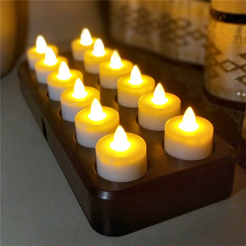 LED Rechargeable Tea Lights Set of 12