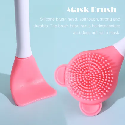Double Head Facial Mask Brush Silicone Mask Spoon for Women - Face Cleansing Care Home Makeup Tool