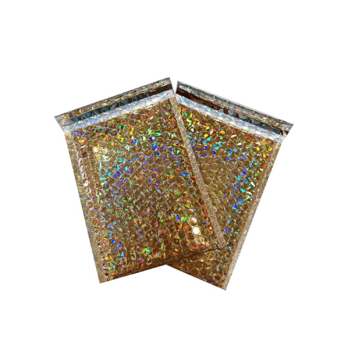 Yellow plastic padded bubble mailers Holographic Bubble Bag
