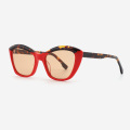 Cat Eye Lamination Geometric Acetate Female Sunglasses