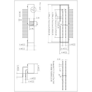 1,27 * 2,54 mm 14p enveloppe enveloppe la creux / thr 90 ° H = 5,90