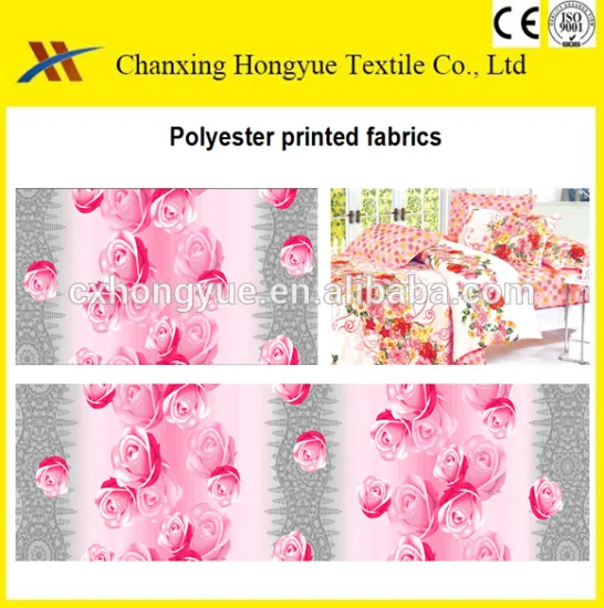 40Gsm Pigment Printing patterns Polyester pongee woven fabric with flower designs for bath curtain