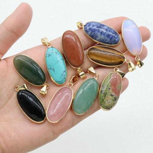 Oval Gemstone Pendant for Making Jewelry Necklace 15x30MM