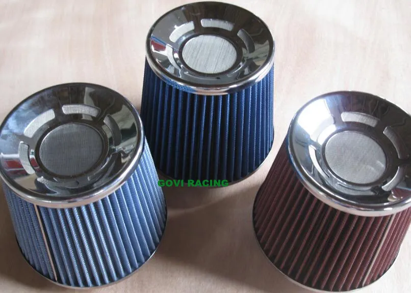 Black Flat 3in Auto Air Filter Universal per tubo di aspirazione dell'aria auto