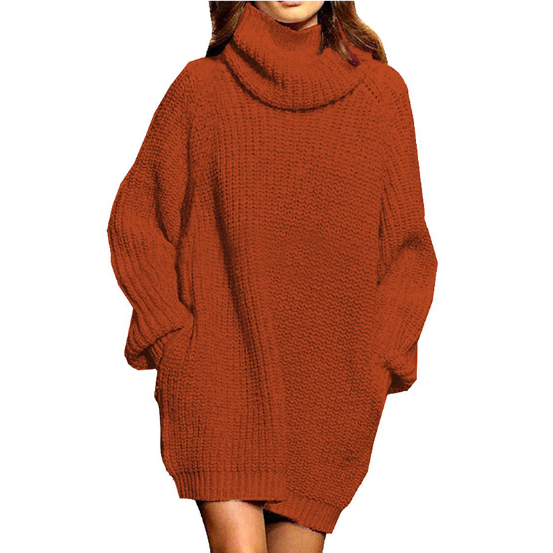 Women's Loose Turtleneck Long Sleeve Pullover Sweater