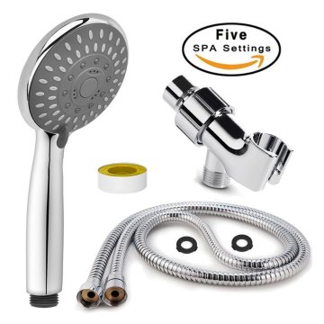 Wholesale ABS Plastic Chrome Plated Bathroom Faucet and 5 Jets Shower Head Set