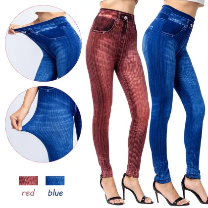 Seamless High Waist Warm Jeans Leggings for Women