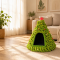 Christmas Tree Pet House Triangle Nylon Nest Cute Animal Print Portable Indoor Outdoor Shelter for Cats and Dogs