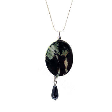 Natural Gemstone Agate Necklace with Silver Chain