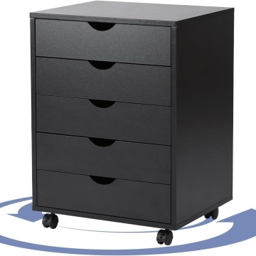 Wooden Office Home Organizer Storage Cabinets with Black Drawers