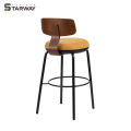 Wholesale Modern Fabric Low Back High Bar Chair Metal Legs Kitchen Bar Chair