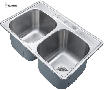 33''22'' 18 gauge double bowl pressed sink