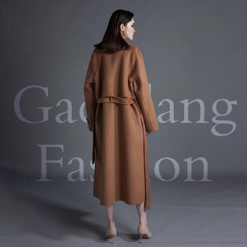 Cappotto in cashmere double face marrone scuro