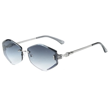 Schicke, unregelmäßige, geometrische Street-Style-Randlose Metallsonnenbrille