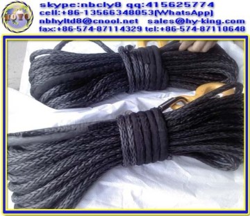 12 strand uhmwpe amsteel rope , black 3/8 synthetic winch rope , synthetic winch rope for atv