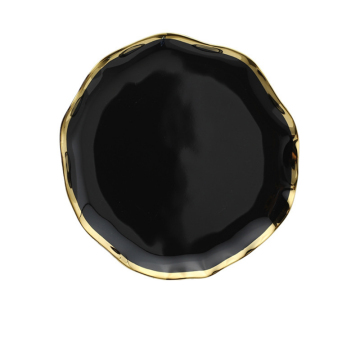 Wholesale Luxury Nordic Style Black and White Ceramic Tableware with Gold Rim