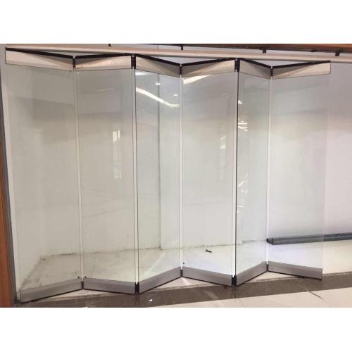 Interior folding glass wall