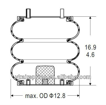 Triple convoluted air spring/Air suspension W01-358-8016/Car part For RIDEWELL