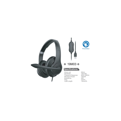 Wired Foldable Games Headphone with Volume Control Mic